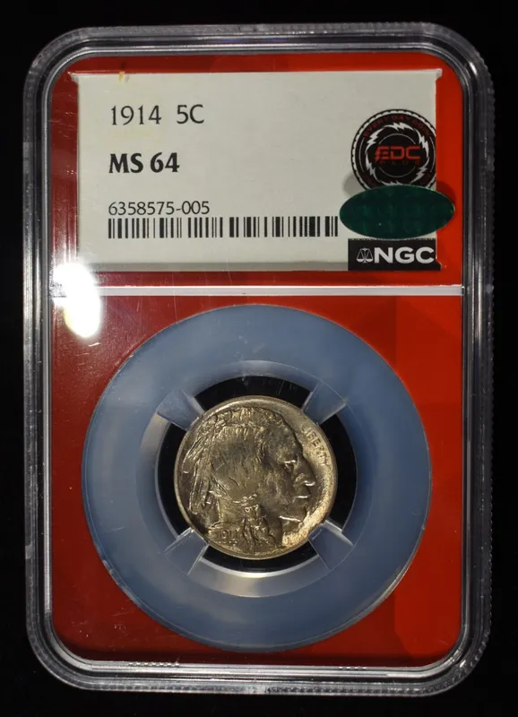 1914 BUFFALO NICKEL NGC MS-64 CAC from auction in Findlay, Ohio