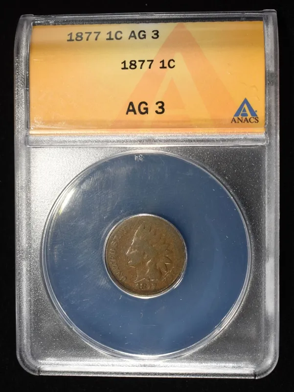 1877 INDIAN CENT AG 3 ANACS from auction in Findlay, Ohio