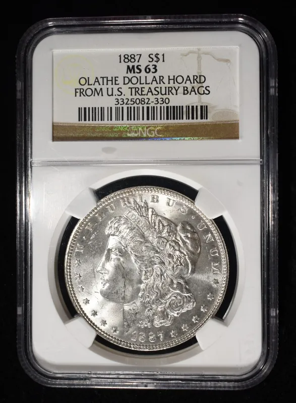1887 MORGAN DOLLAR NGS MS-63 OLATHE HOARD from auction in Findlay, Ohio
