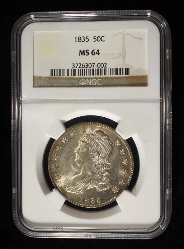 1835 BUST HALF DOLLAR NGC MS-64 from auction in Findlay, Ohio