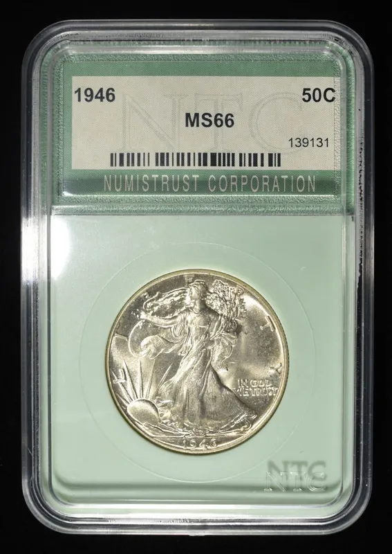 1946 WALKING LIBERTY HALF DOLLAR NTC SUPERB GEM BU from auction in Findlay, Ohio