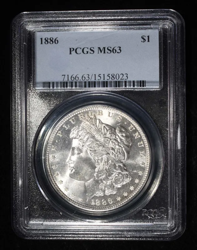 1886 MORGAN DOLLAR PCGS MS-63 from auction in Findlay, Ohio