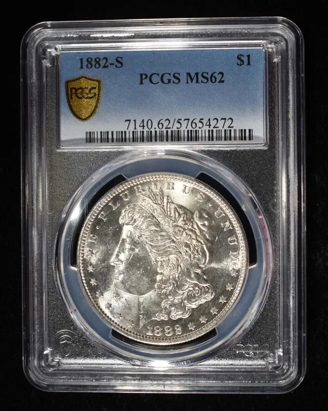 1882-S MORGAN DOLLAR PCGS MS-62 from auction in Findlay, Ohio