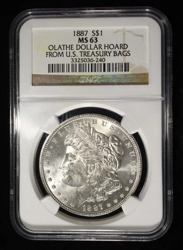 1887 MORGAN DOLLAR NGS MS-63 OLATHE HOARD from auction in Findlay, Ohio
