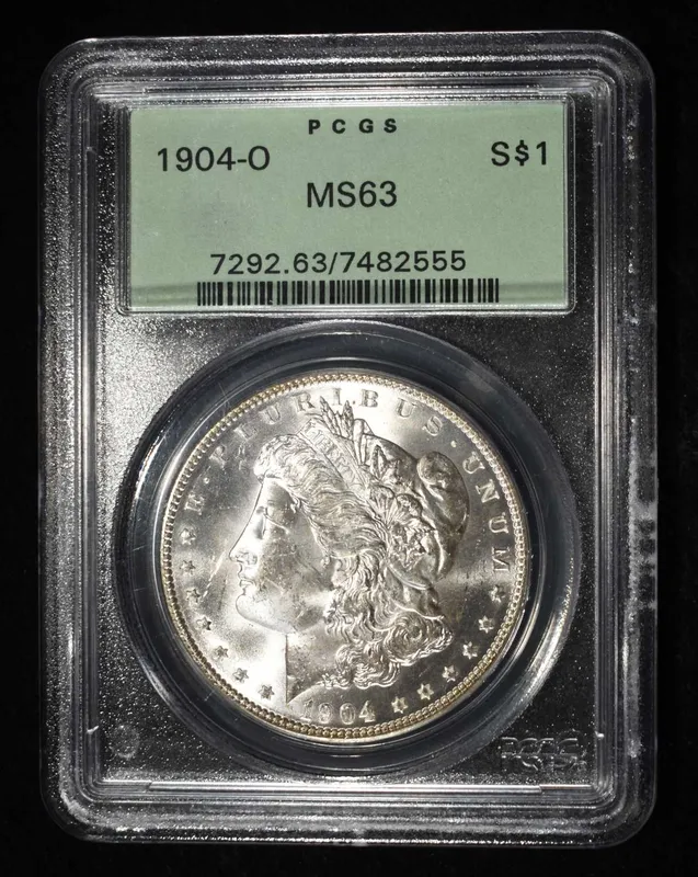 1904-O MORGAN DOLLAR PCGS MS-63 OLD GREEN HOLDER from auction in Findlay, Ohio