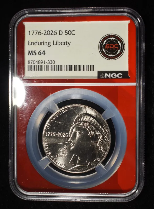 1776-2026-D HALF DOLLAR ENDURING LIBERTY NGC MS64 from auction in Findlay, Ohio