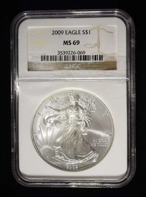 2009 AMERICAN SILVER EAGLE  NGC MS69 from auction in Findlay, Ohio