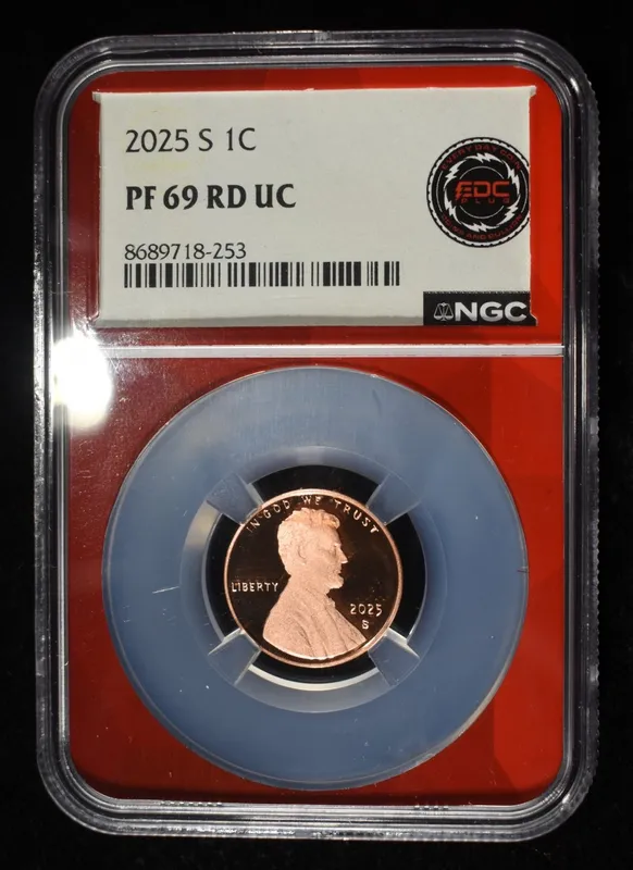 2025-S SHIELD CENT NGC PF69 RD UC from auction in Findlay, Ohio