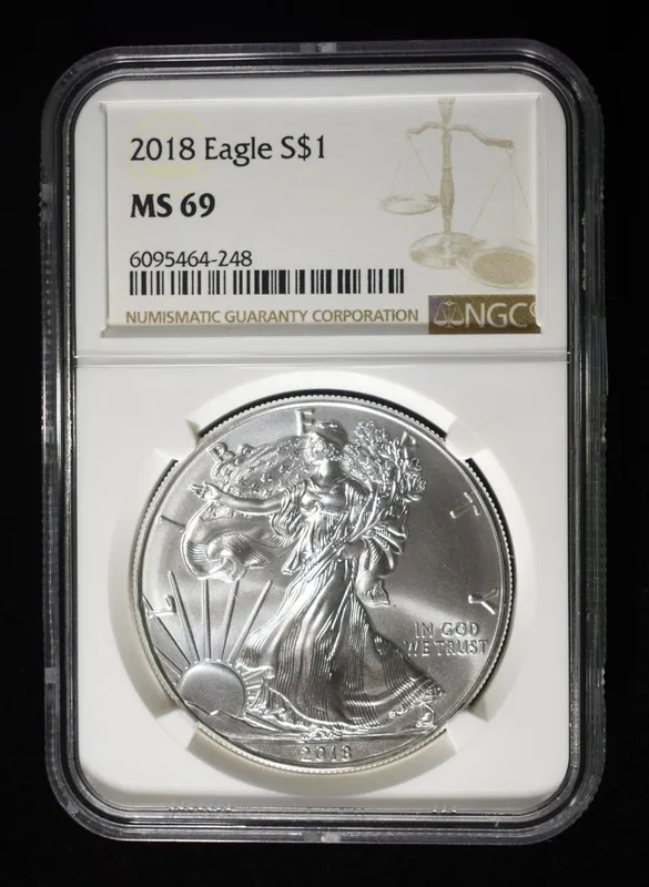 2018 AMERICAN SILVER EAGLE NGC MS69 from auction in Findlay, Ohio