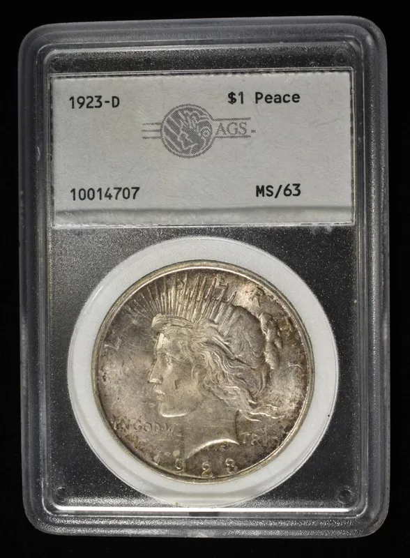 1923-D PEACE DOLLAR AGS CH BU from auction in Findlay, Ohio