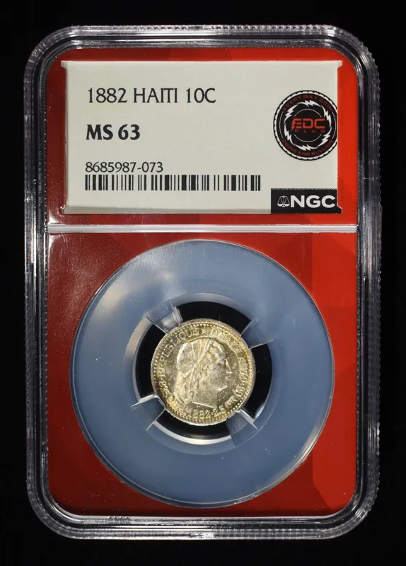 1882 HAITI SILVER 10C NGC MS-63 from auction in Findlay, Ohio