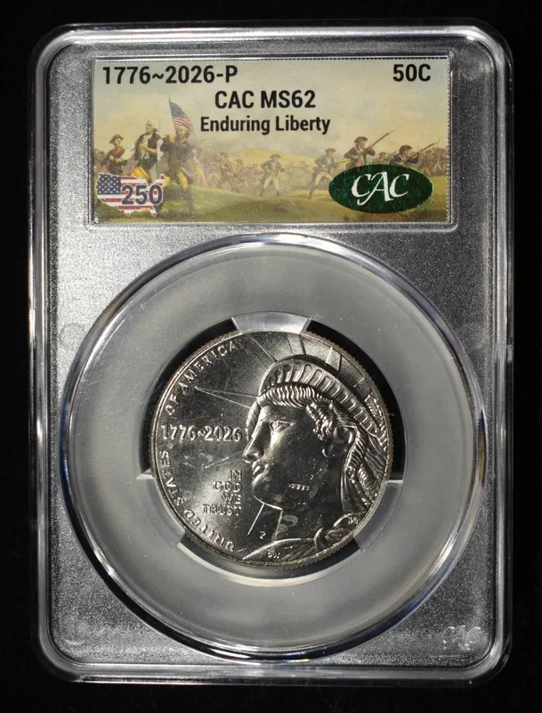 1776-2026-P 50C ENDURING LIBERTY CAC MS62 from auction in Findlay, Ohio