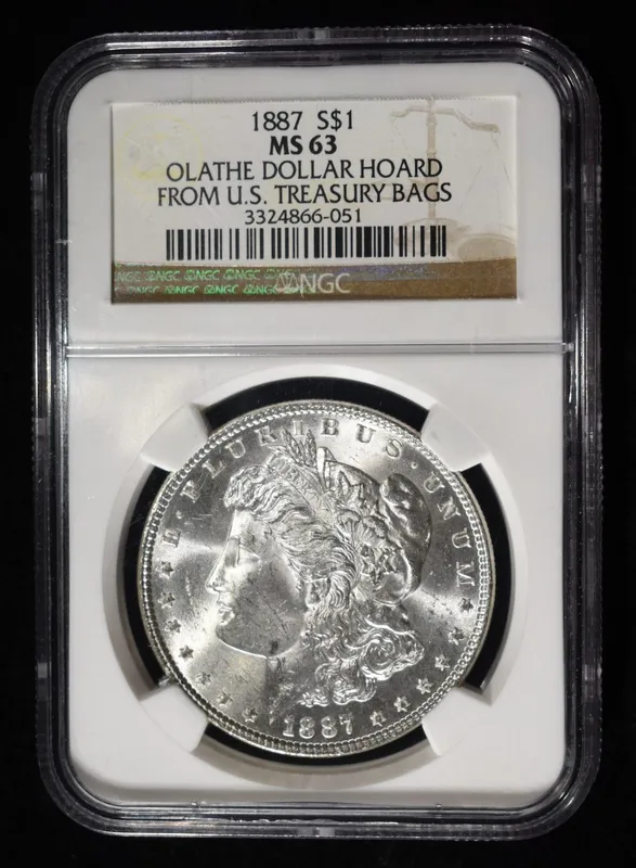 1887 MORGAN DOLLAR NGC MS-63 OLATHE HOARD from auction in Findlay, Ohio