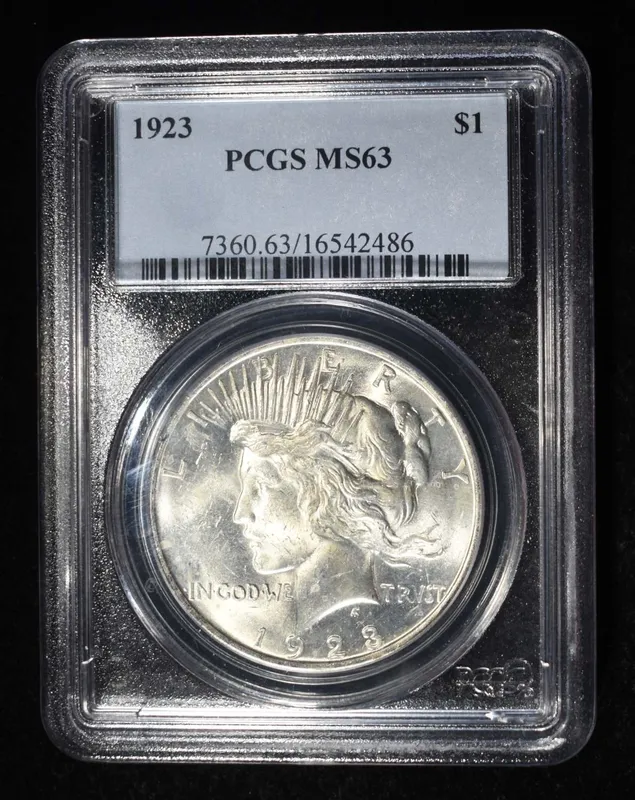1923 PEACE DOLLAR PCGS MS63 from auction in Findlay, Ohio