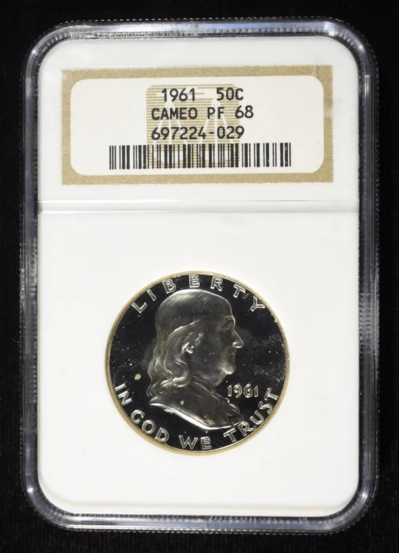 1961 FRANKLIN HALF DOLLAR NGC PF-68 CAMEO from auction in Findlay, Ohio