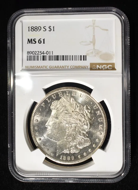 1889-S MORGAN DOLLAR NGC MS-61 from auction in Findlay, Ohio