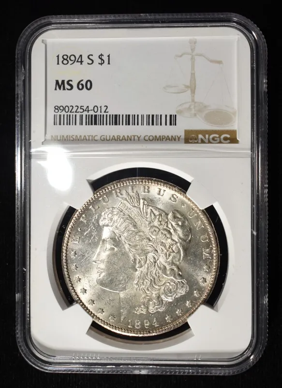 1894-S MORGAN DOLLAR NGC MS-60 from auction in Findlay, Ohio