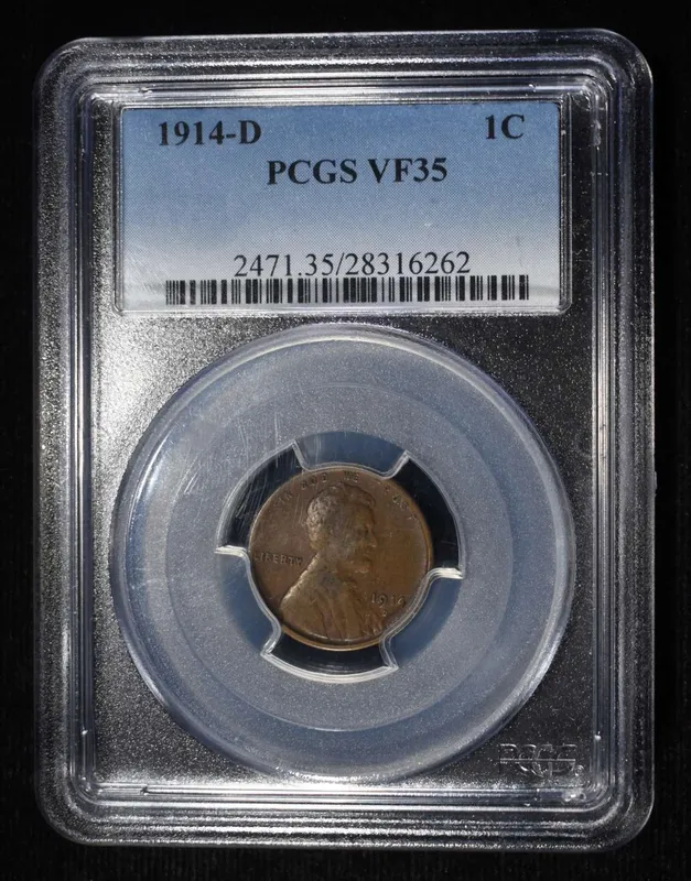 1914-D LINCOLN CENT PCGS VF-35 from auction in Findlay, Ohio