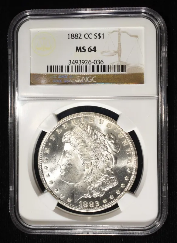 1882-CC MORGAN DOLLAR NGC MS-64 from auction in Findlay, Ohio