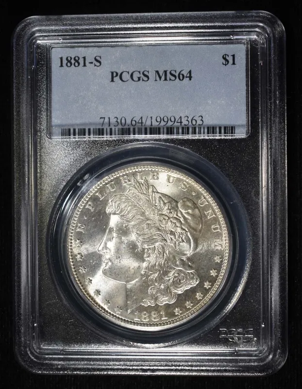 1881-S MORGAN DOLLAR PCGS MS-64 from auction in Findlay, Ohio