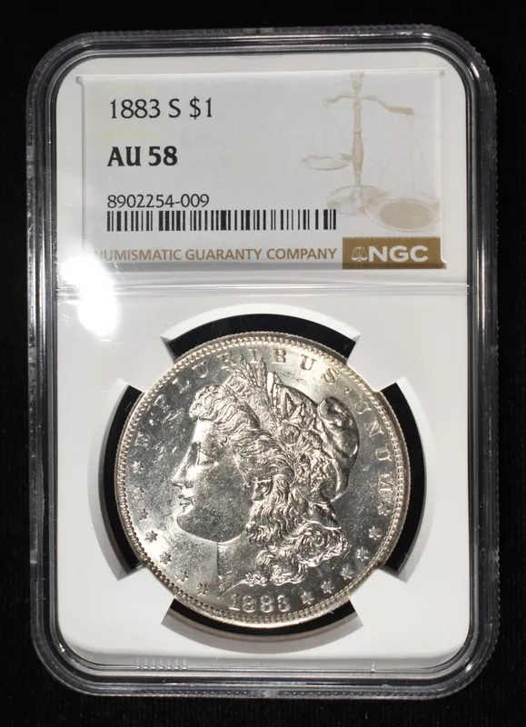 1883-S MORGAN DOLLAR NGC AU-58 from auction in Findlay, Ohio