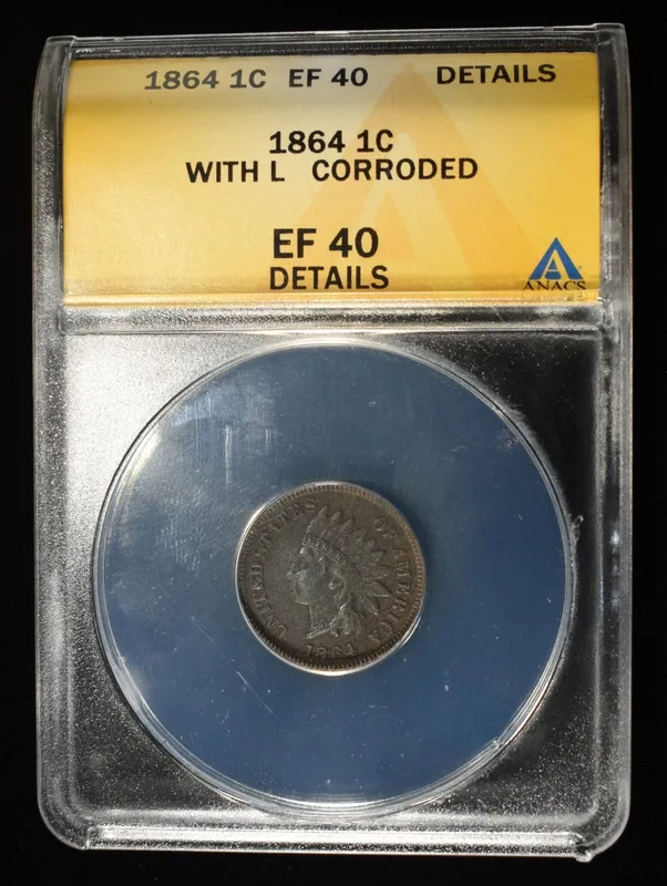 1864 INDIAN CENT EF 40 DETAILS ANACS from auction in Findlay, Ohio