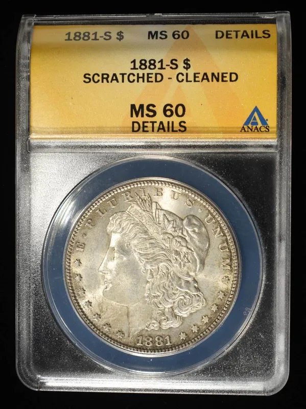 1881-S MORGAN DOLLAR MS60 DETAILS ANACS from auction in Findlay, Ohio