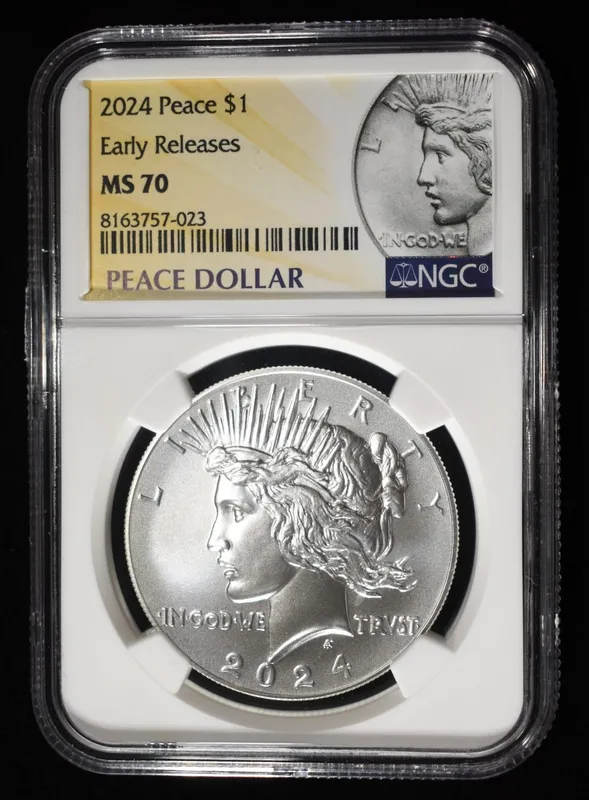2024 PEACE DOLLAR NGC MS70 EARLY RELEASES from auction in Findlay, Ohio