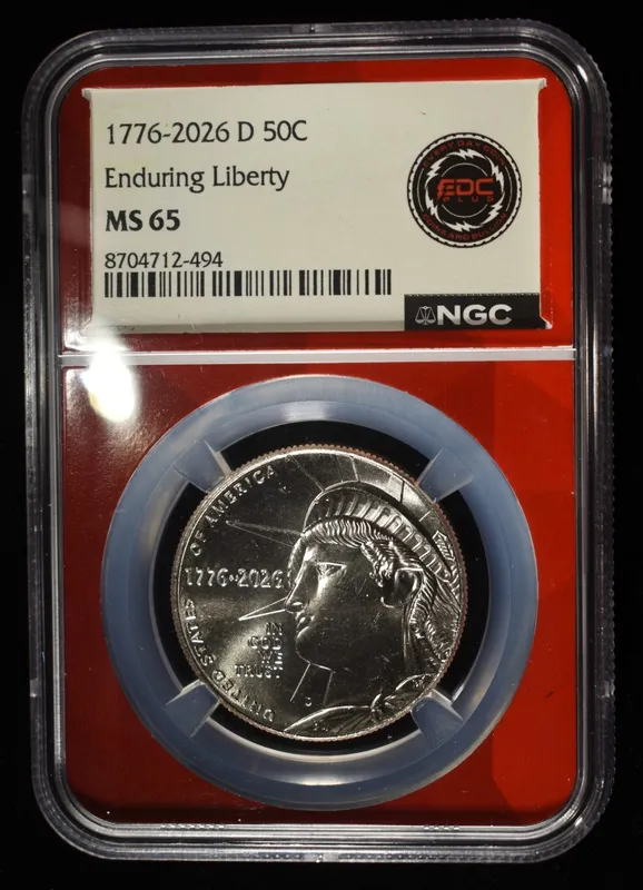 1776-2026-D HALF DOLLAR ENDURING LIBERTY NGC MS65 from auction in Findlay, Ohio