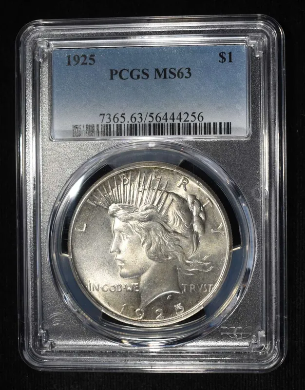 1925 PEACE DOLLAR PCGS MS-63 from auction in Findlay, Ohio