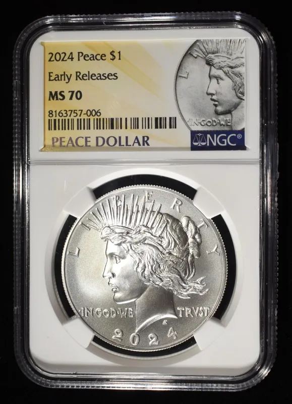 2024 PEACE DOLLAR NGC MS70 EARLY RELEASES from auction in Findlay, Ohio