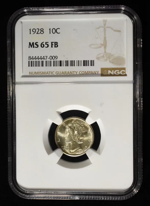 1928 MERCURY DIME NGC MS-65 FB from auction in Findlay, Ohio