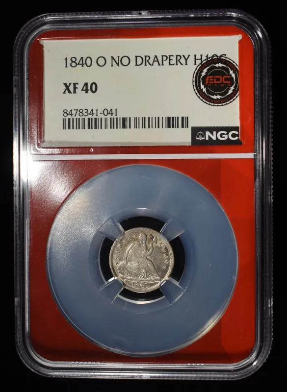 1840-O NO DRAPERY SEATED HALF DIME NGC XF-40 from auction in Findlay, Ohio