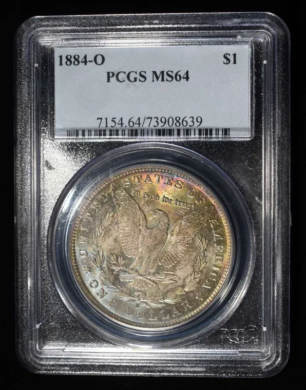 1884-O MORGAN DOLLAR PCGS MS-64 COLOR! from auction in Findlay, Ohio
