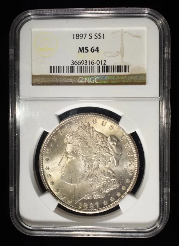 1897-S MORGAN DOLLAR NGC MS-64 from auction in Findlay, Ohio