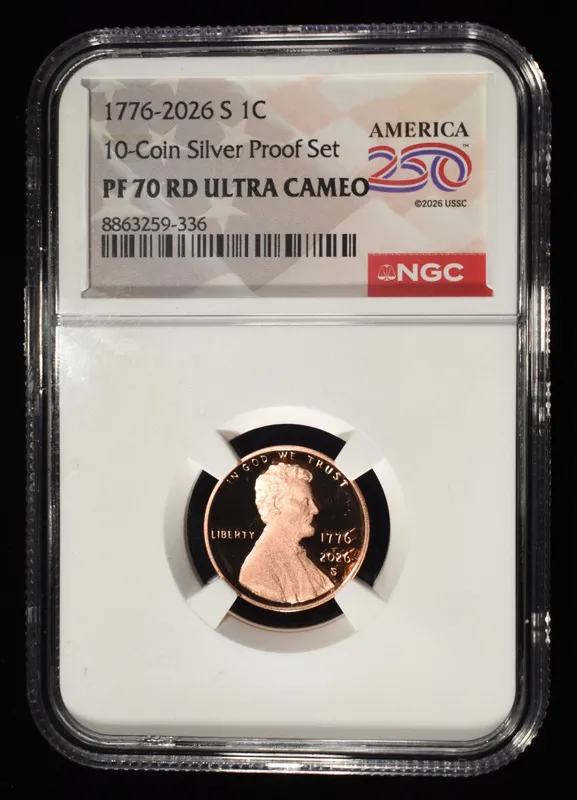 1776-2026-S SHIELD CENT NGC PF70 ULTRA CAMEO from auction in Findlay, Ohio