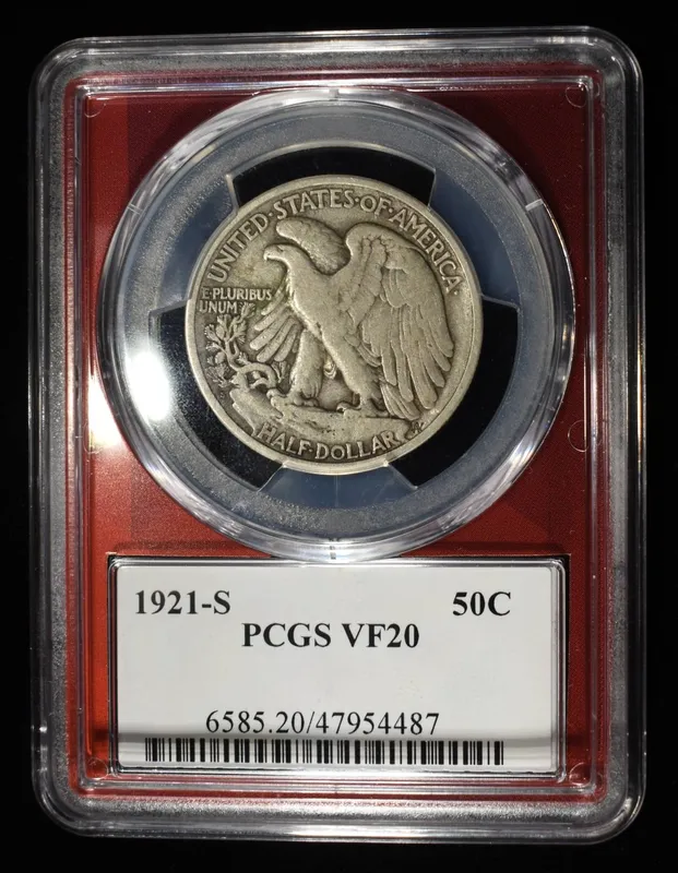 1921-S WALKING LIBERTY 50C PCGS VF20 from auction in Findlay, Ohio