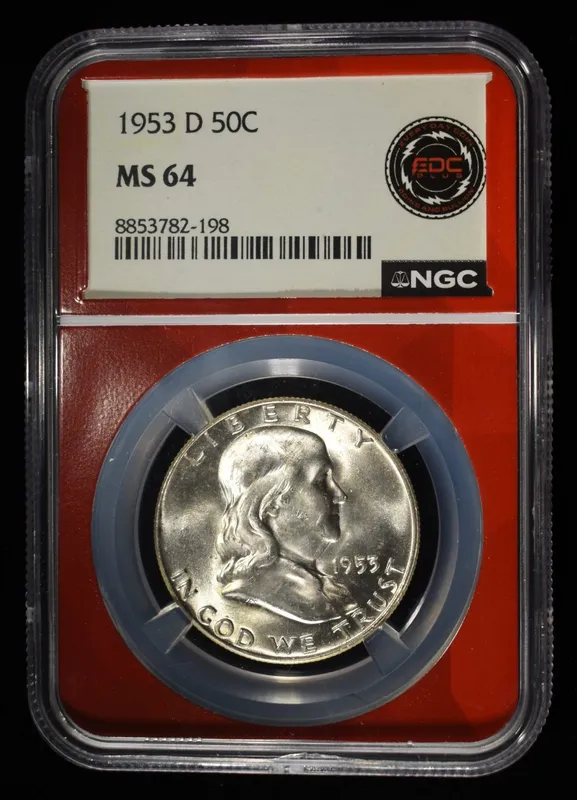 1953-D FRANKLIN HALF DOLLAR NGC MS64 from auction in Findlay, Ohio