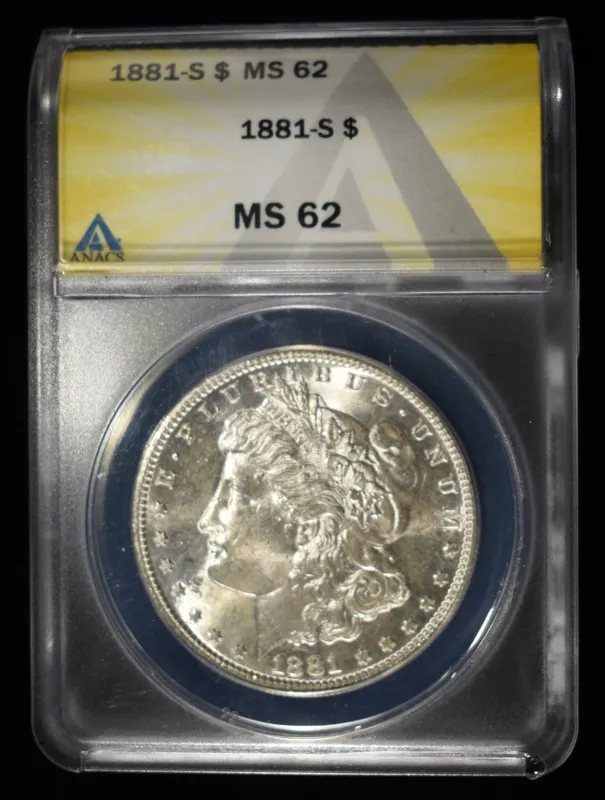 1881-S MORGAN DOLLAR ANACS MS62 from auction in Findlay, Ohio