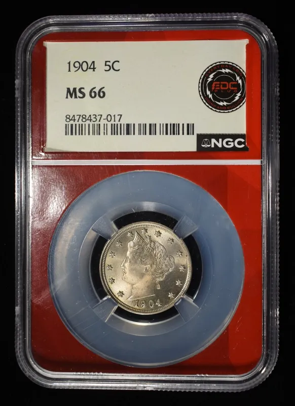 1904 'V' NICKLE NGC MS66 from auction in Findlay, Ohio