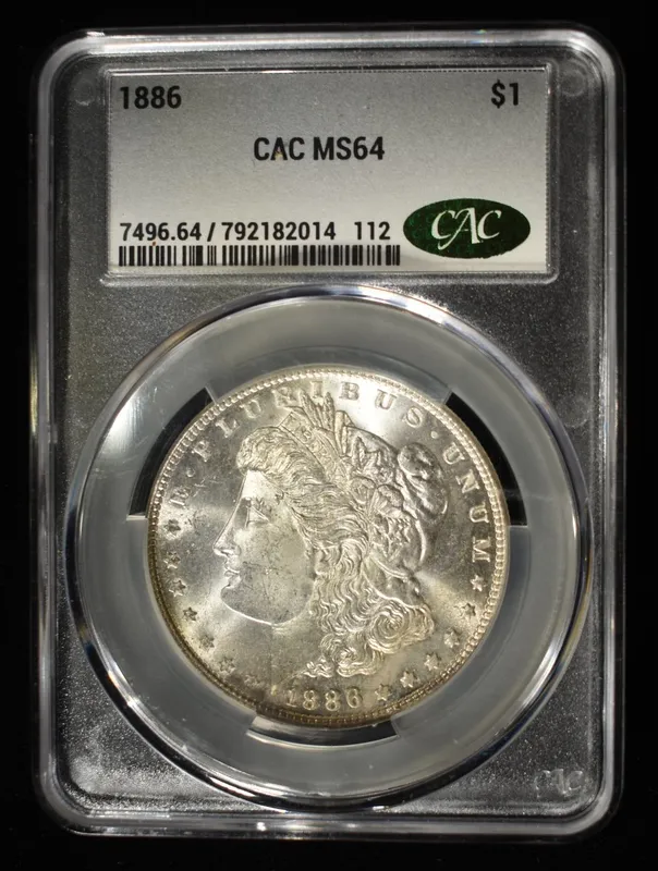 1886 MORGAN DOLLAR CAC MS64 from auction in Findlay, Ohio