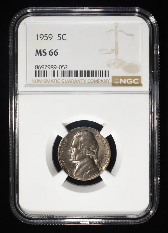 1959 JEFFERSON NICKEL NGC MS66 from auction in Findlay, Ohio