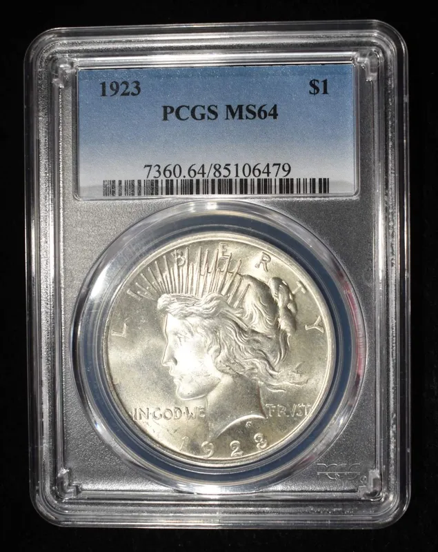 1923 PEACE DOLLAR PCGS MS-64 from auction in Findlay, Ohio