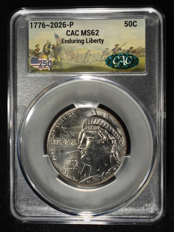 1776-2026-P 50C ENDURING LIBERTY CAC MS62 from auction in Findlay, Ohio