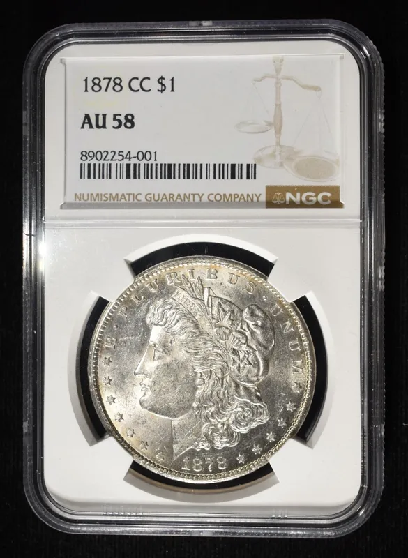 1878-CC MORGAN DOLLAR NGC AU-58 from auction in Findlay, Ohio