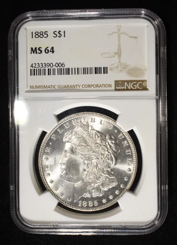 1885 MORGAN DOLLAR NGC MS-64 from auction in Findlay, Ohio