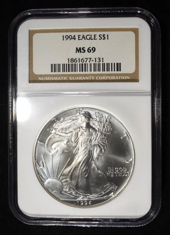 1994 AMERICAN SILVER EAGLE NGC MS69 from auction in Findlay, Ohio