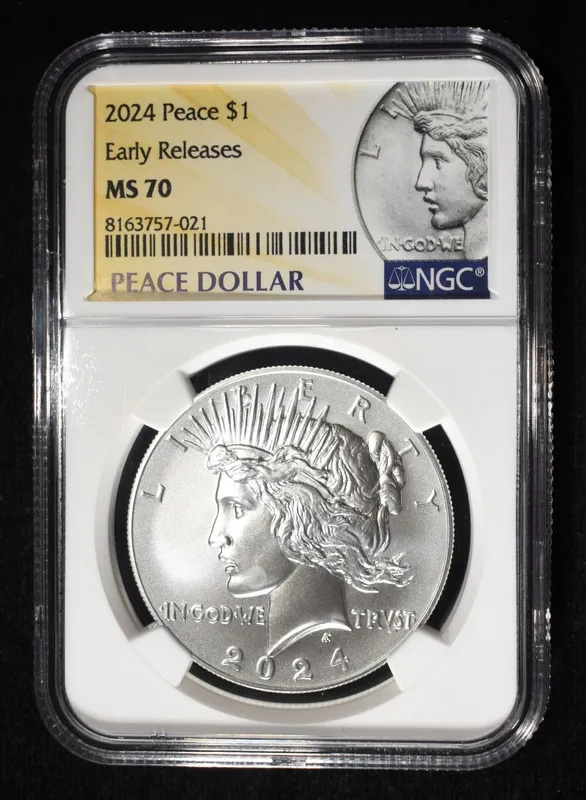 2024 PEACE DOLLAR NGC MS70 EARLY RELEASES from auction in Findlay, Ohio