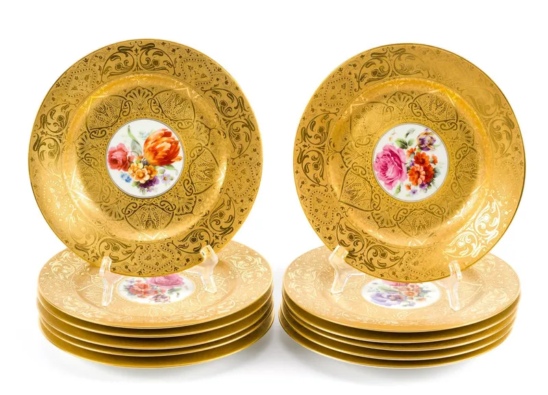 Set of 12 Hutschenreuther Royal Bavarian Plates from auction in Harrisburg, Pennsylvania