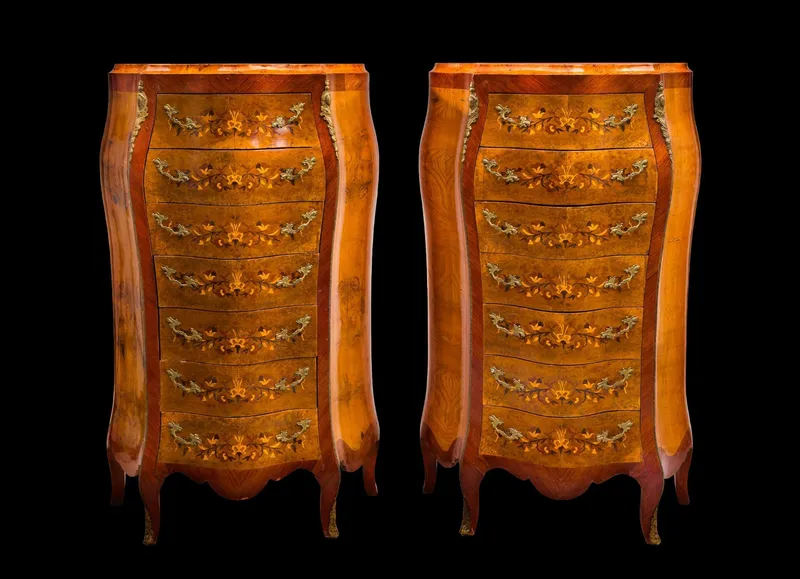 Pair of Louis XV French Inlay Lingerie Chests from auction in Harrisburg, Pennsylvania